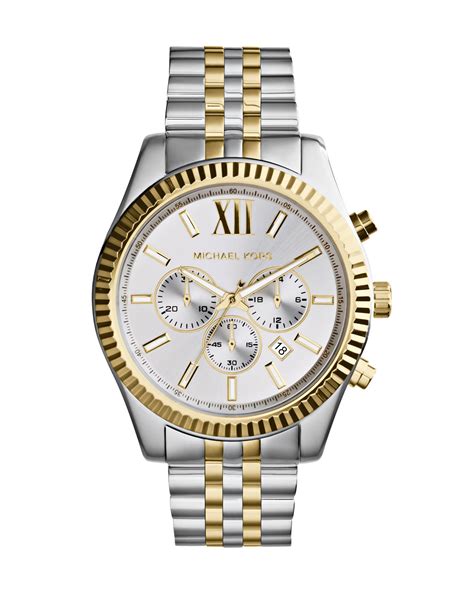 michael kors two tone watch women|michael kors lexington chronograph watch.